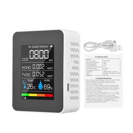 Compteurs de gaz Moniteur de qualité de l'air Détecteur de CO2 intérieur 5 en 1 Formaldéhyde HCHO TVOC Testeur LCD Température Humidité Testeur Alarme CO2 Compteur 230520