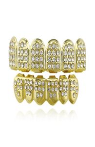 Gas extérieur grills grillz dentaire bijouxegolgold hip hop glacé de diamants cz top top sier hiphop bijoux de dents dorées ramiement topb1127382