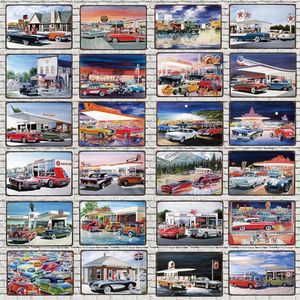 Gas Station art peinture Motor Oil Sign Car Shabby Chic Metal Painting Wall Bar Garage Home Art Craft Décoration personnalisée Plaques en métal Taille 30X20cm w02