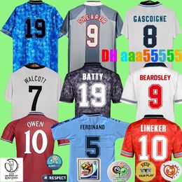 Gascoigne Southgate Retro Soccer Jerseys 1990 92 96 Euro Cup Shearer Owen 98 Rooney Gerrard Lampard 2000 02 04 06 Classic Vintage Englands Football Shirts