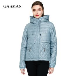 Gasman Lente Katoen Solid Short Puffer Jacket voor Dames Rits Down Parka Dames Herfst Kleding Hooded Jasjas 210923