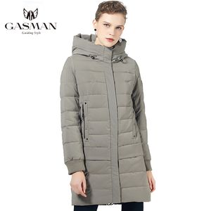 Gasman Winter Solid Hooded Long Coat Jacket Vrouwen Warm Black Parka Winddicht Vrouwelijke Zipper Fashion Puffer Down 1820 201027