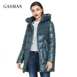Gasman Chaqueta de invierno para mujer New Long Warm Beige Down Parka Coat Mujer Colección de moda Outwear Chaqueta elegante femenina 008 201217