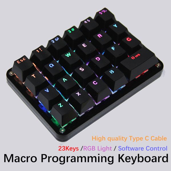 Gateron Cherry Switch 23 Key Macro Keyboard Programación Teclado mecánico Retroiluminación RGB Programable Gaming Laptop MAC Windows