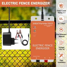 Gates 10KM Électrificateur de clôture à impulsions électronique Contrôleur de 5 miles pour animaux Chiens Bétail Pâturage Volaille 0,3 Joules Berger électrique