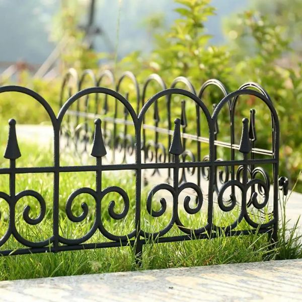 Portes Grande clôture de jardin décorative en métal enduit d'extérieur antirouille paysage bordure en fil de fer forgé clôture pliante pour patio