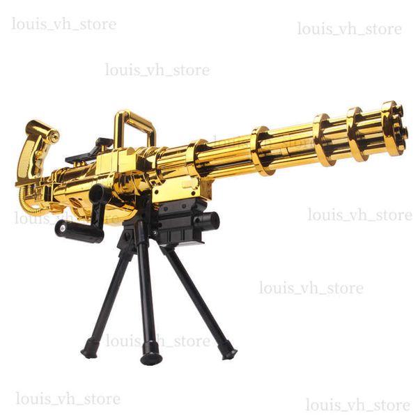 Gatling Bullet de goma suave Gold Gun Gun Gun Safe Toy Mane Pneumatic Gun Silah para adultos Actividades al aire libre T230816