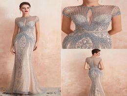 Gatsby 2019 Vestidos de noche de sirena de cristal con cuentas increíbles de lujo yousef aljasmi magníficos vestidos de fiesta reales árabes Moda de pasarela in1938316
