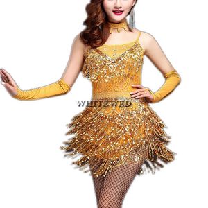 Gatsby Flapper Jaren 20 Tijdperk Thema Retro Stijl Fringe Dance Party Competitie Fancy Outfits Kostuums Jurk Kleding Volwassen Attire268e