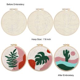 Gatyztory Diy Punch Naald Kit Bloemen Crafts voor beginnersnaald borduurwerkstarterskits voor DIY Gift Cross Stitch Home Decor