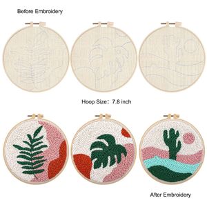 Gatyztory Diy Punch Naald Kit Bloemen Crafts voor beginnersnaald borduurwerkstarterskits voor DIY Gift Cross Stitch Home Decor