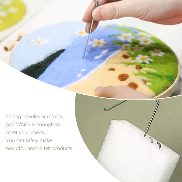 Kit de bordado de lana de bricolaje de gatyztory que se sentía con imágenes de la pintura de lana de la aguja de flores creativas para el regalo de bricolaje