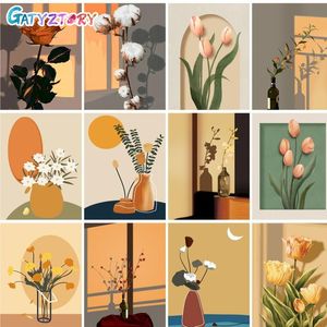 Gatyztory olieverfschilderij door nummerbloemen op canvas met frametekening door nummers foto's verfkits voor volwassenen nummers schilderen