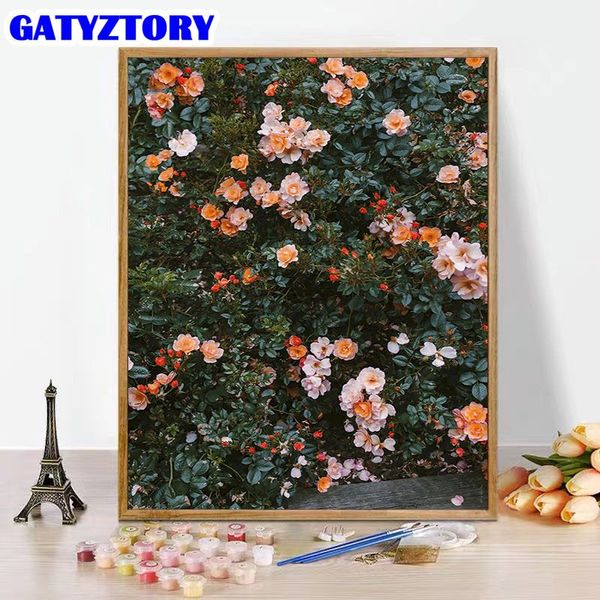 Peinture gatyztory par numéro fleurs bricolage 40x50cm peinture de cadre par numéros sur toile décoration de paysage bricolage