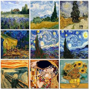 GATYZTORY Van Gogh Olieverf Landschap 60x75 cm Verf door getallen op Canvas Landschap Frameloze Home Decor