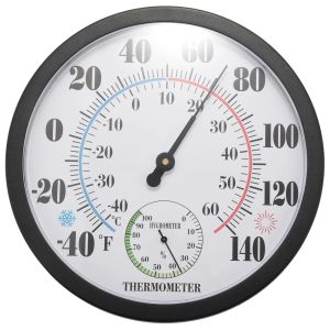 Meters 10 inch binnen-buiten-weerthermometer/hygrometer voor terras, wanddecoratie, geen batterij nodig