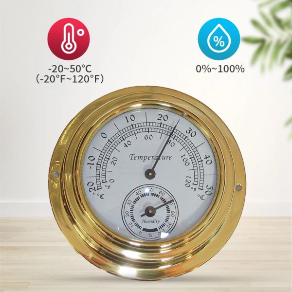 Gauges 1pc Color de laiton classique et élégant Hygromètre Humidité Humidité Thermomètre Testeur sans batteries