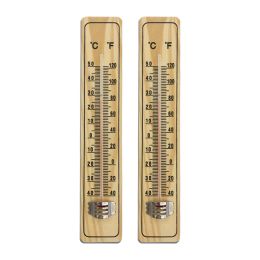 Gauges 2pcs Home Vertical Home précis des outils de mesure de l'atelier évaluer l'indicateur extérieur intérieur thermomètre à mur traditionnel en bois