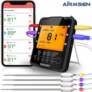 Jauges AIRMSEN sans fil Bluetooth télécommande numérique cuisine cuisson nourriture viande rétro-éclairage thermomètre avec sonde pour barbecue fumeur gril four