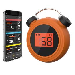 Jauges Thermomètre à viande Bluetooth Thermomètre à viande sans fil Thermomètre numérique pour aliments de cuisine avec 2 sondes en acier inoxydable