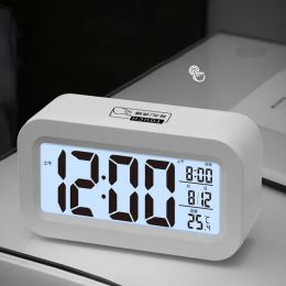 Jauges Réveil numérique LED Horloge de table Chambre Snooze Calendrier Thermomètre Hygromètre Humidimètre Prévisions météorologiques Horloge de bureau