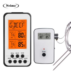 Meters Digitale BBQ-thermometer Draadloze keukenoven Voedselkoken Grill Roker Vleesthermometer met sonde en timer Temperatuuralarm