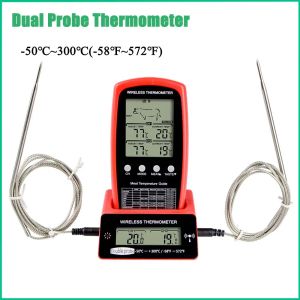 Meters Digitale Dual Probe BBQ Thermometer Draadloze Keuken Oven Voedsel Koken Grill Roker Vlees Thermometer Meter Timer Alarm Gauge Tool