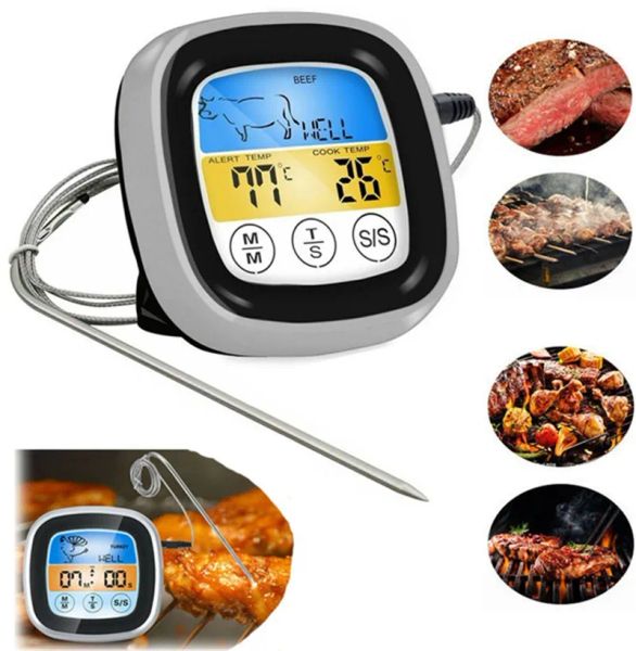 Medidores Termómetro digital para carne para horno Lectura remota LCD Termómetro digital para alimentos Sonda para carne Cocina Cocina BBQ