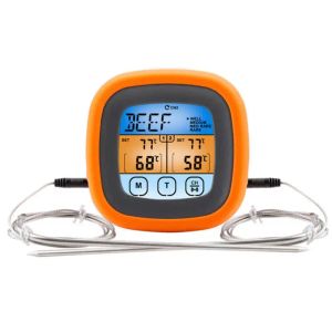 Meters Dubbele naald Kleurenscherm Voedselthermometer Keuken Bakken Touch Digitaal display Thermometer Sondetype Vlees BBQ-thermometer