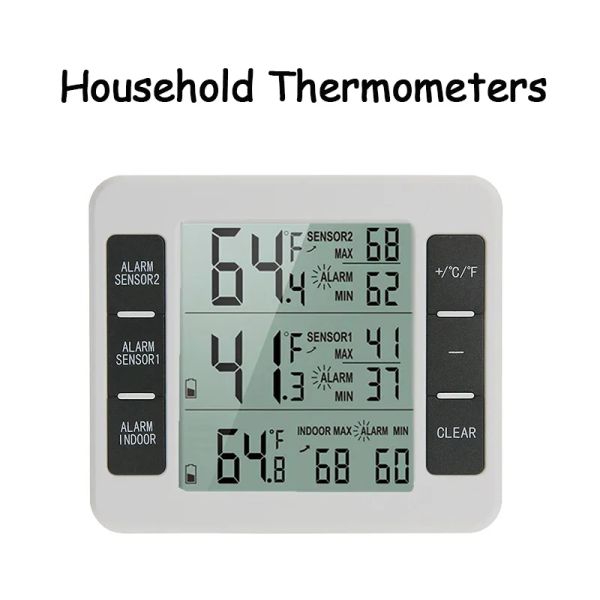 Gauges Réfrigérateur électronique Thermomètre Thermomètre Température de mesure du dispositif de télécommande intérieure du ménage extérieur Capteur d'écran