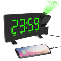 Jauges FM Radio Projection LED horloge numérique réveil intelligent montre Table horloges électroniques de bureau réveil heure Snooze 2 alarme