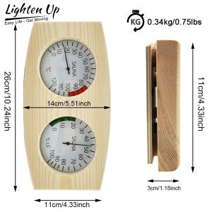 Meters verlichten 2 in 1 saunaruimte Houten hygrometer Thermometer Stoomtemperatuurmeting voor badkamerkeuken