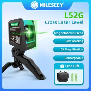 Jauges Mileseey Niveau Laser 2/5/12 Lignes 3D Rouge/Vert Rechargeable Jauge Auto-Nivellement Vertical Croix Nivellement avec Trépied Pour La Maison 230227