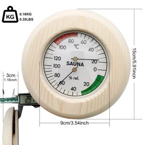 Meters multifunctionele pointer thermometer hygrometer stoombox hygrometer geschikt voor badkamer sauna houten schijf proteerbaar gereedschap