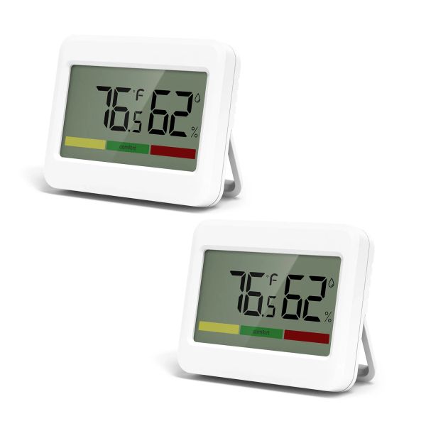 Gauges Oria 2pcs Digital Indoor Thermomètres LCD Hygromètre numérique Mini Humidité et Température Monitor pour la maison, le bureau, Baby Room