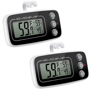 Gauges Oria 2pcs Refrigérateur Thermomètre Digital Imperproof Fridge Fridge Room Thermomètre MAX / Min Record avec aimant et crochet arrière