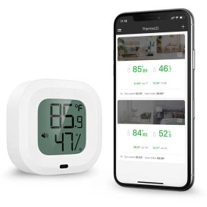 Gauges Oria Thermomètre sans fil Hygromètre Mini Bluetooth 5.0 Capteur de température d'humidité Alerte Alerte Buildin pour la maison