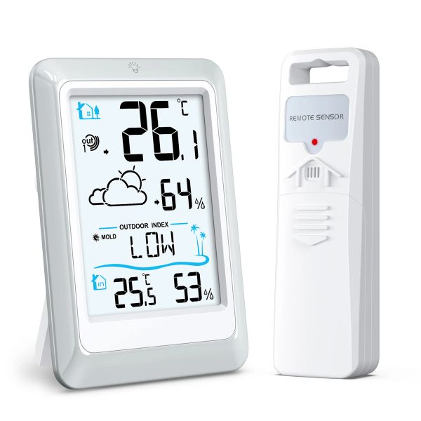 Gauges Oria Wireless Weather Station de prévision numérique Température de la station et d'humidité Thermomètre extérieur intérieur avec capteur