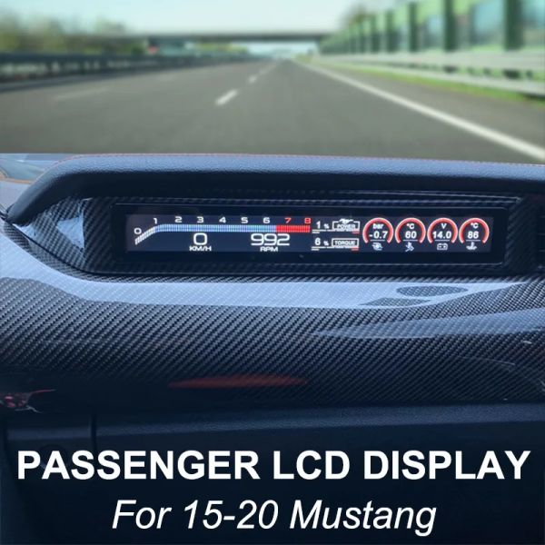 Pantalla LCD del lado del pasajero de los medidores para Ford Mustang 20152020 Panel de instrumentos digitales Medidor Medidor de carbono Estilo de fibra de carbono AutoSonus2532