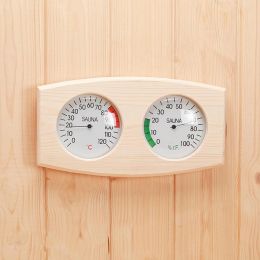 Gagues Pino Wood Sauna Termómetro Higrómetro horizontal Accesorios de sala de sauna duradera Medición de temperatura de humedad interior