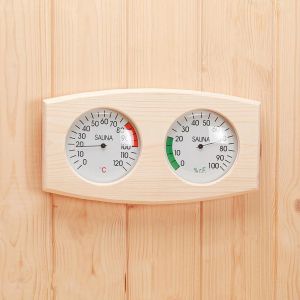 Meters Pine Wood Sauna Thermometer Hygrometer Horizontaal Duurzame Digitale Sauna Room Accessoires Binnenvochtigheid Temperatuurmeting