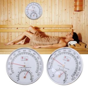 Gauges Sauna Thermomètre Hygromètre métallique Case SAUNA SAUNAUX EMPERATURE GUAGE HUMIDIMIDE METTOR AND SAUNA INDOOR EXTÉRIEUR Utilisé