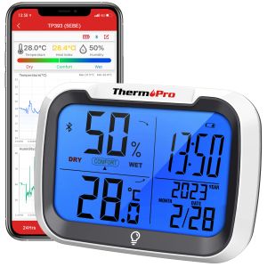 Gauges Theopro TP393B Station météorologique numérique 80m Hygromètre Thermomètre de pièce sans fil avec date de mesure d'humidité de la température