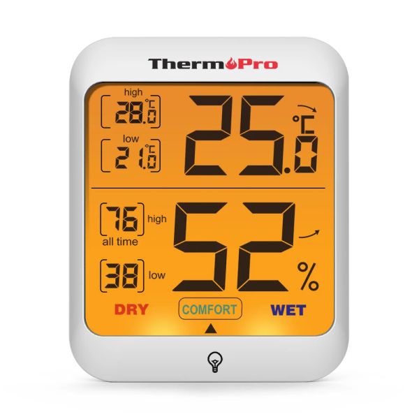 Gauges Thermopro TP53 Thermomètre numérique Hygromètre rétro-éclairage Thermomètre intérieur Thermomètre et Humidité Moniteur Station météorologique