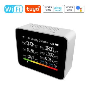 Gauges Tuya WiFi Intelligent Air Quality Monitor Température HumidityTime Date Thimer Timer Stophatch Remote App De Control Alarm Fonction
