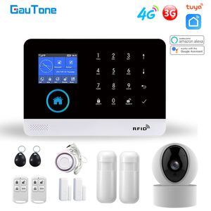 GauTone PG103 Tuya 4G 3G Alarm System GSM Home Security With IP Camera Wireless Solar Siren Support Alexa Smart Life