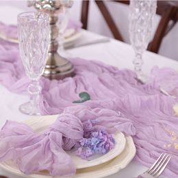Runner de mesa de gasa, decoración de boda ligera y elegante, perfecta para la fiesta de cumpleaños Decoración del comedor festivo