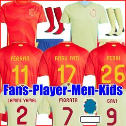 Gavi Lamine Yamal Spins Soccer Jersey 24 25 Camiseta de Futbol Pedri Ferran 2024 2025 Ansu Fati Rodrigo voetbalshirt Men Kit Kids Sets Uniformen