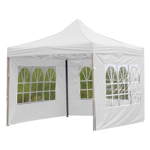 Gazebos Toldo Panel lateral Tienda de campaña Refugio de sombra de jardín plegable a prueba de sol Toldo impermeable con ventana transparente Barbacoa al aire libre