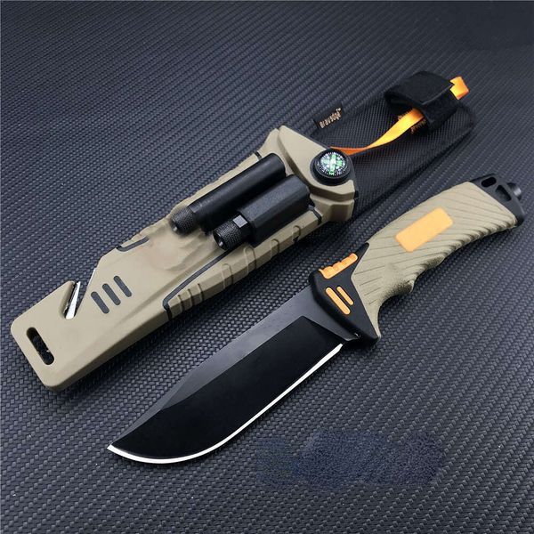 GB cuchillo de supervivencia de hoja fija Bear Grylls Ultimate 7cr13 mango de goma para caza al aire libre cuchillos de combate para acampar herramienta militar 435
